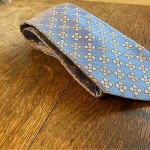 Express Blue and Gold Geometric Men's Tie Italian Silk